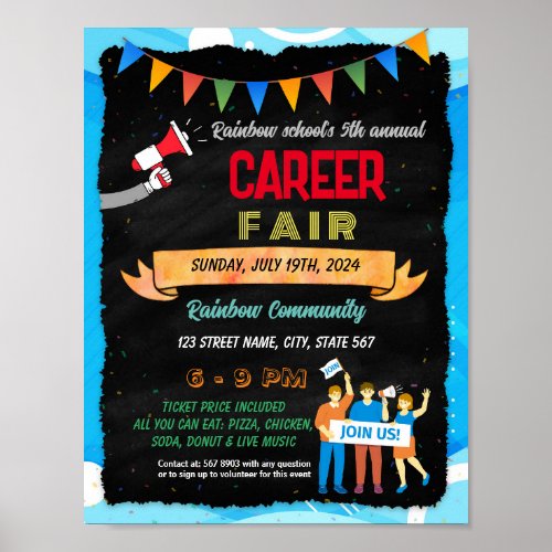 Job fair event flyer poster template