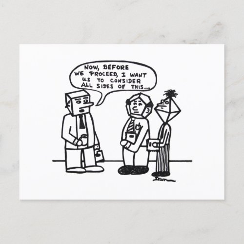 Job Humor Cartoon Funny Joke Multi_Sided Heads Postcard