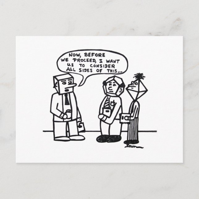 Job Humor Cartoon Funny Joke Multi-Sided Heads Postcard (Front)