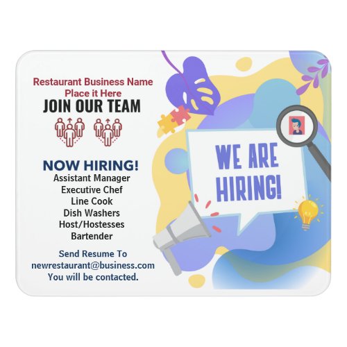 Jobs Help Wanted Now Hiring Custom  Door Sign