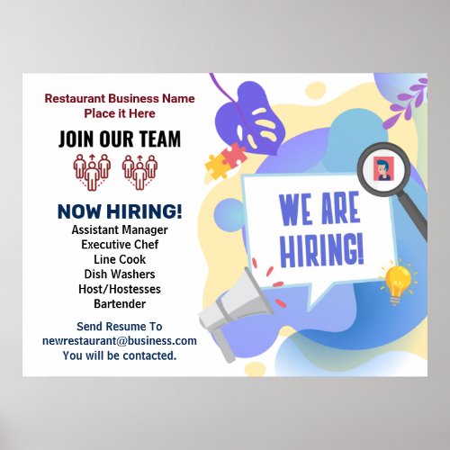 Jobs Help Wanted Now Hiring Custom Poster Sign 