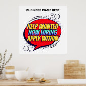 Jobs Help Wanted Now Hiring Employees Custom Poster | Zazzle