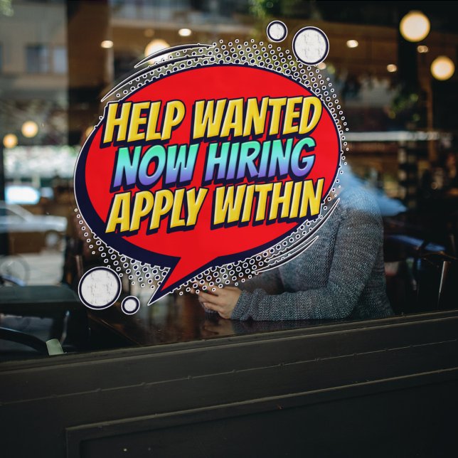 Jobs Help Wanted Now Hiring Employees Window Cling (Creator Uploaded)