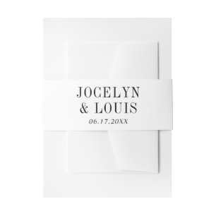 Jocelyn Black and White Modern Wedding Invitation Belly Band