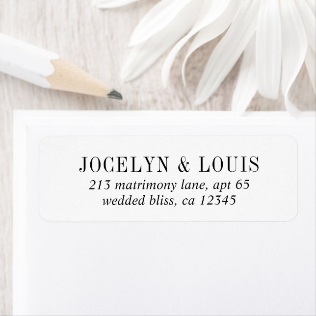 Jocelyn Black and White Modern Wedding Label (Insitu)