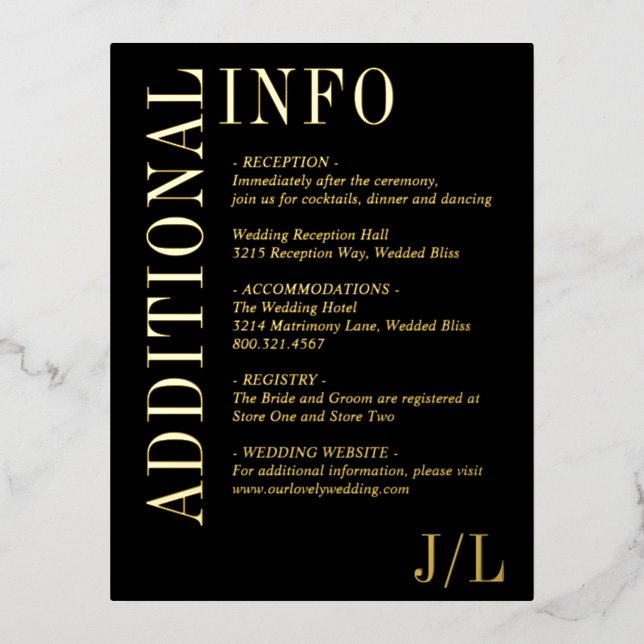 Jocelyn Black Modern Wedding Enclosure Card (Front)