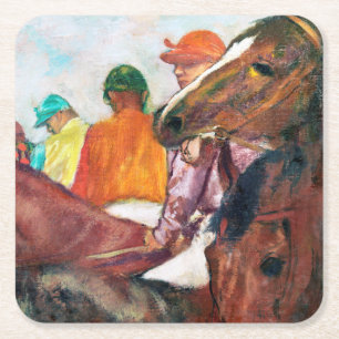 Jockey and Horse, Edgar Degas Square Paper Coaster