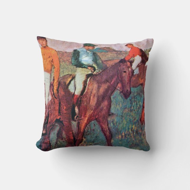 Jockey and Horse, Edgar Degas Throw Pillow (Front)