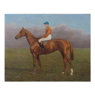 Jockey and Horse Oil Painting Faux Canvas Print