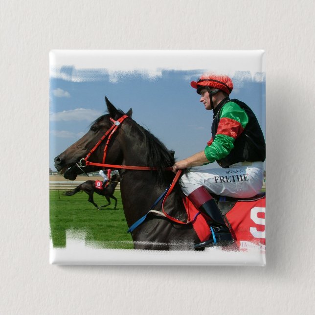 Jockey and Horse Square Pin (Front)