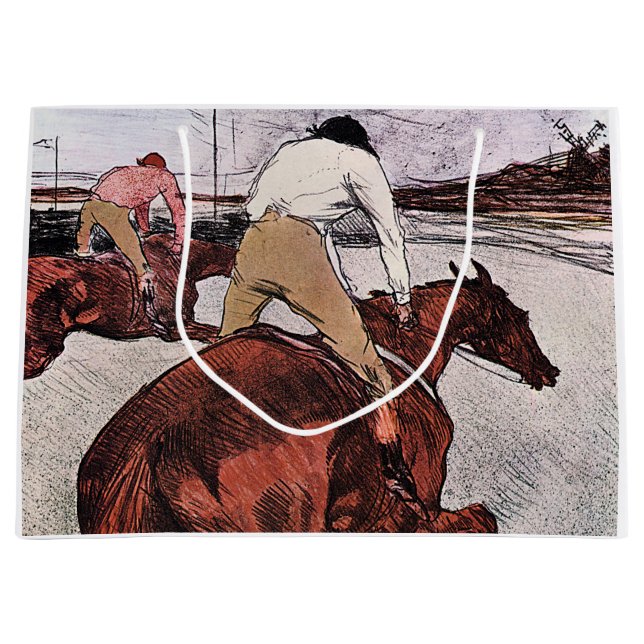 Jockey and Race Horse, Lautrec Large Gift Bag (Front)