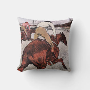 Jockey and Race Horse, Lautrec Throw Pillow