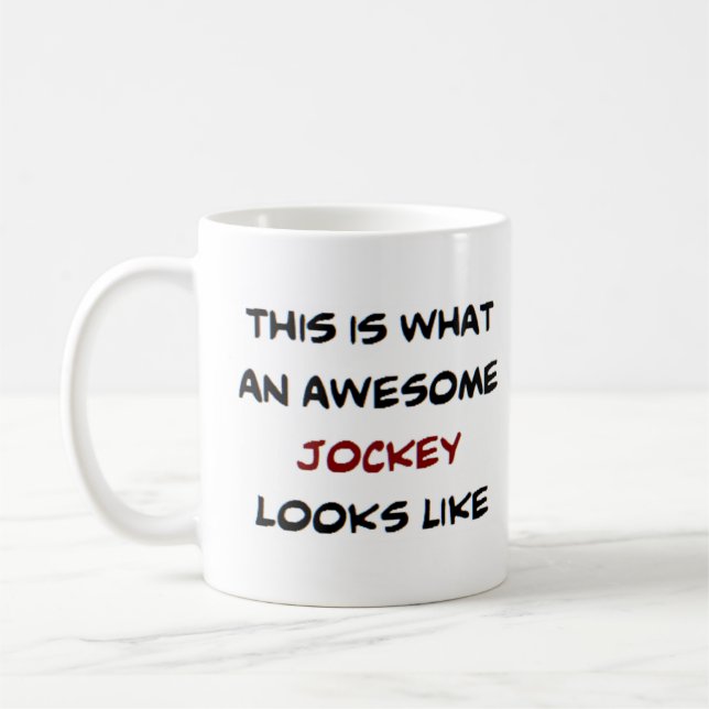 jockey, awesome coffee mug (Left)