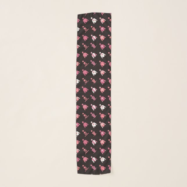 Jockey Horse Rider Pink Equestrian Patterned Scarf (Front)