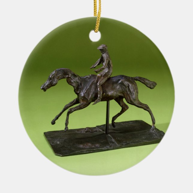 Jockey on a Horse (bronze) Ceramic Ornament (Front)
