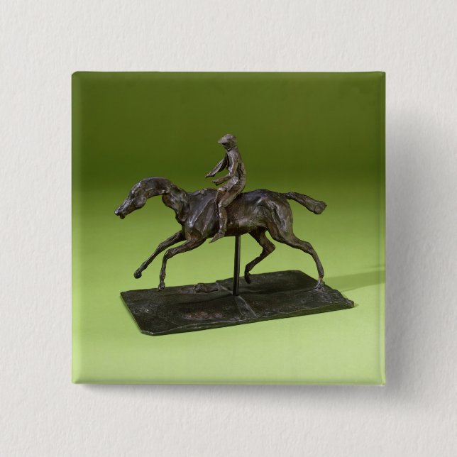 Jockey on a Horse (bronze) Pinback Button (Front)
