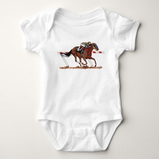 Jockey On Racehorse Baby Bodysuit (Front)