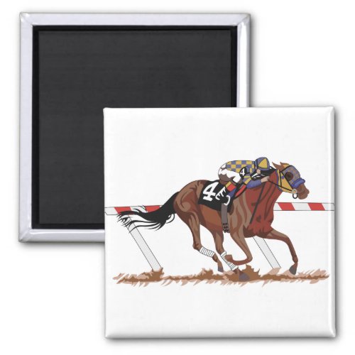 Jockey On Racehorse Magnet