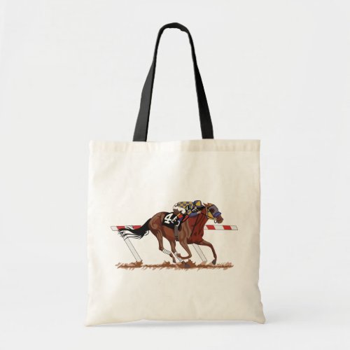 Jockey On Racehorse Tote Bag