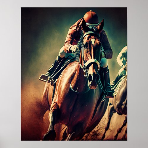 Jockey Retro Style Horse Racing Art Poster