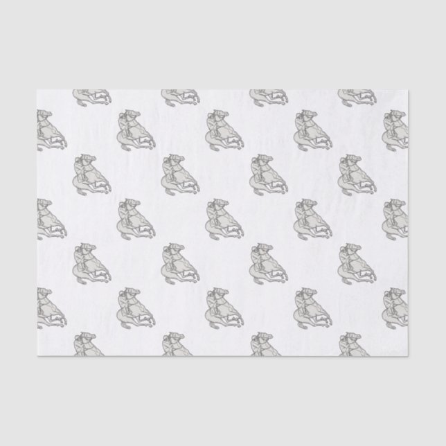 Jockey Riding Thoroughbred Horse Mono Line Tissue Paper (Front)
