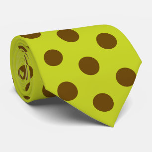 Jockey Silks Chartreuse Green & Brown Dots Derby Neck Tie