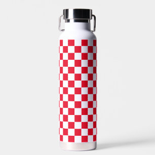 Jockey Silks Checkerboard Red and White Water Bottle