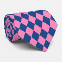 Jockey Silks Diamond French Blue and Pink Neck Tie