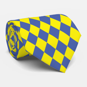 Jockey Silks Diamond Royal Blue Yellow Neck Tie