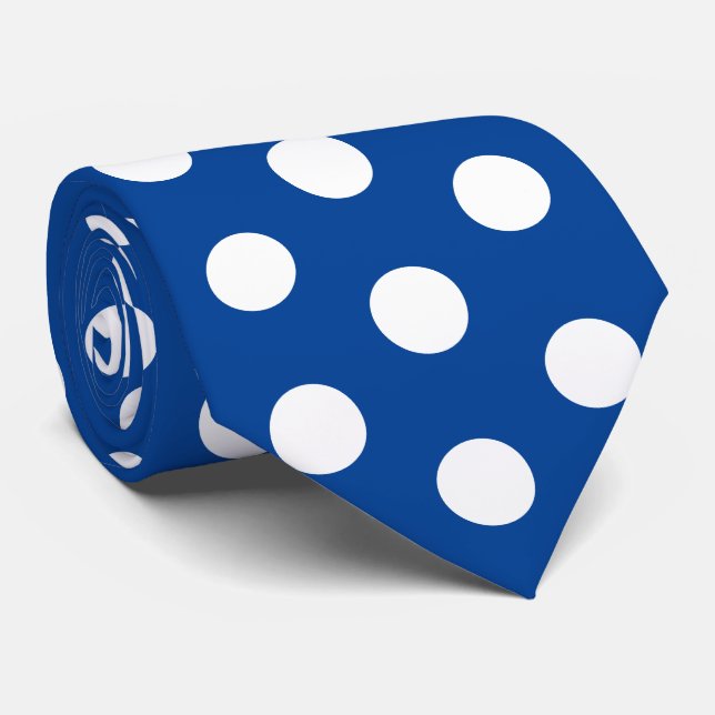 Jockey Silks Dots Blue and White Derby Neck Tie (Rolled)
