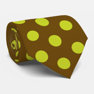 Jockey Silks Dots Chartreuse Green & Brown Derby Neck Tie