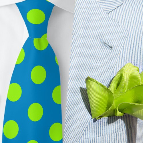 Jockey Silks Dots Green and Blue Derby Neck Tie