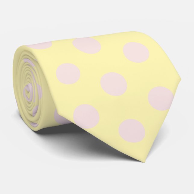 Jockey Silks Dots Pink Butter Yellow Derby Neck Tie (Rolled)
