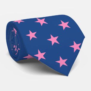 Jockey Silks French Blue with Pink Stars Derby Neck Tie