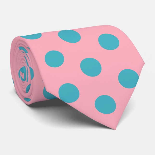 Jockey Silks Green Blue Dots on Pink Derby Neck Tie (Rolled)
