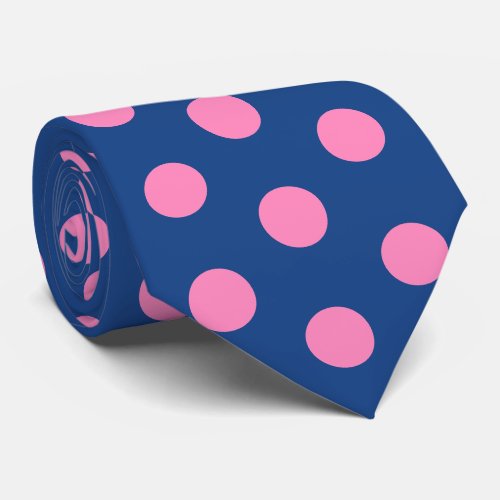 Jockey Silks Pink Dots on French Blue Derby Neck Tie