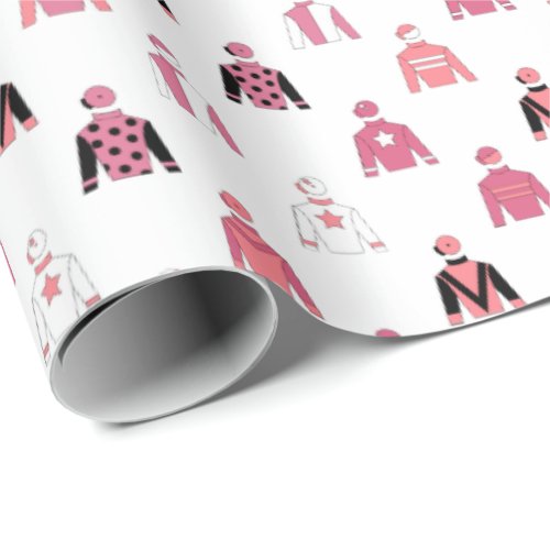 Jockey Silks Pink White Horse Racing Pattern Wrapping Paper