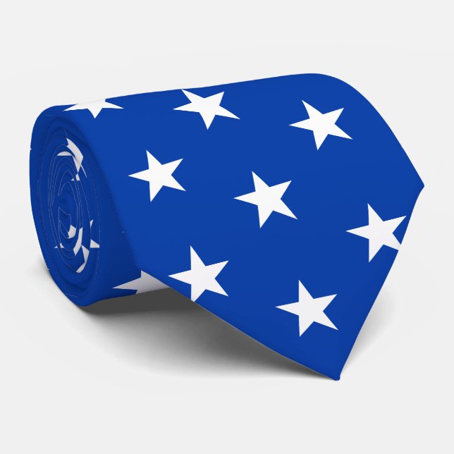Jockey Silks Royal Blue with White Stars Derby Neck Tie (Rolled)