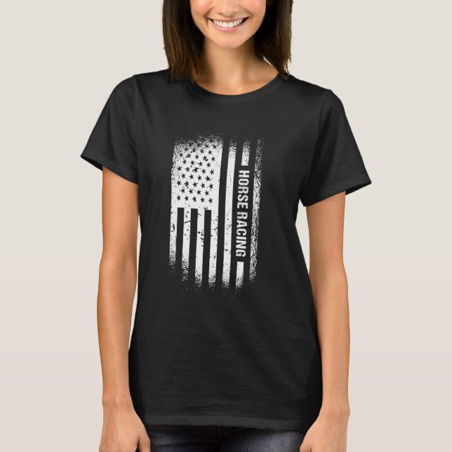 Jockey Us Flag Horse Racing T-Shirt (Front)