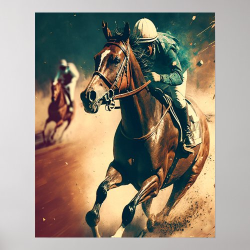 Jockey Vintage Horse Racing Art Poster