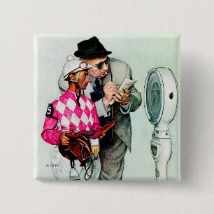 Jockey Weighing In by Norman Rockwell Pinback Button