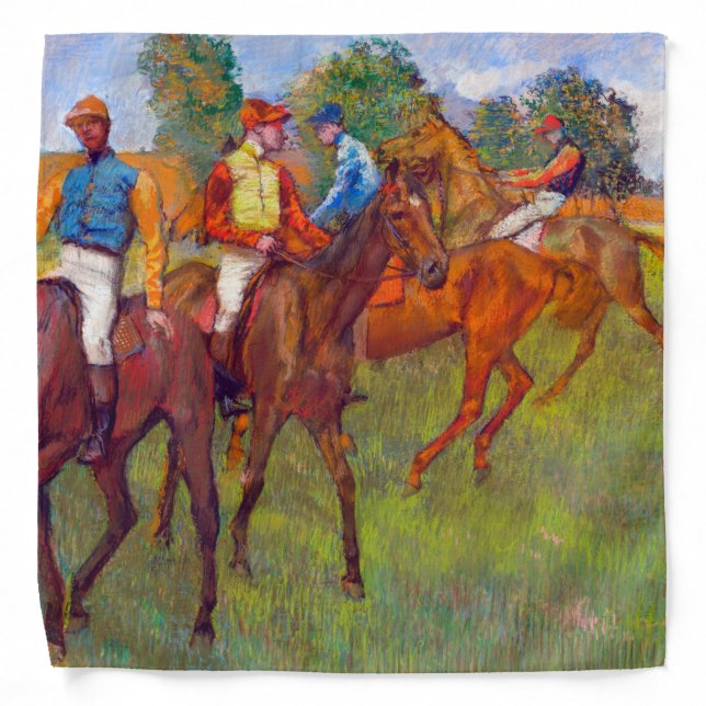 Jockeys and Race Horses, Edgar Degas Bandana (Front)