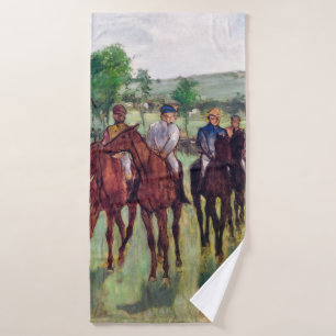 Jockeys and Race Horses, Edgar Degas Bath Towel