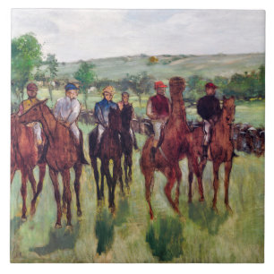 Jockeys and Race Horses, Edgar Degas Ceramic Tile