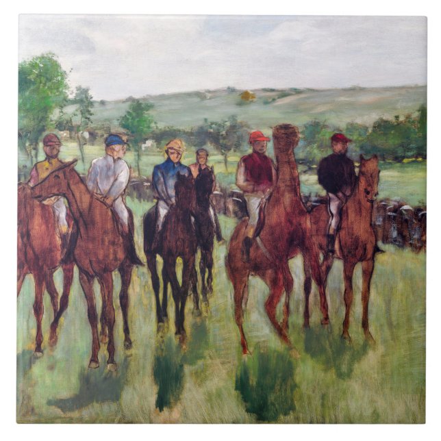 Jockeys and Race Horses, Edgar Degas Ceramic Tile (Front)