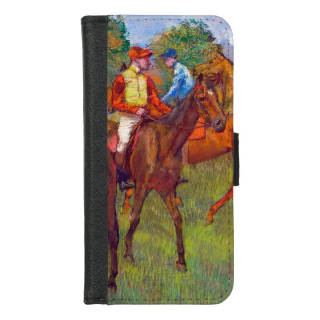 Jockeys and Race Horses, Edgar Degas iPhone Wallet Case (Front)