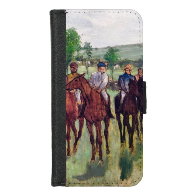 Jockeys and Race Horses, Edgar Degas iPhone Wallet Case (Front)