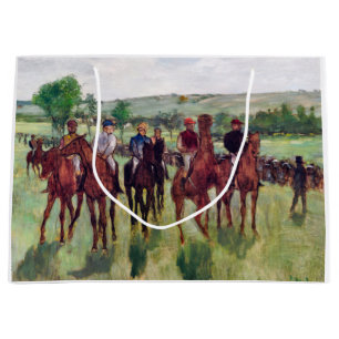 Jockeys and Race Horses, Edgar Degas Large Gift Bag