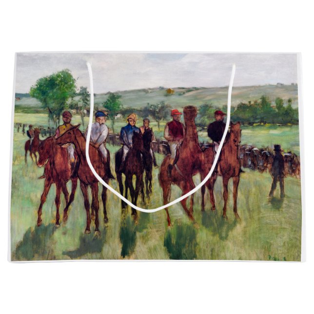Jockeys and Race Horses, Edgar Degas Large Gift Bag (Front)