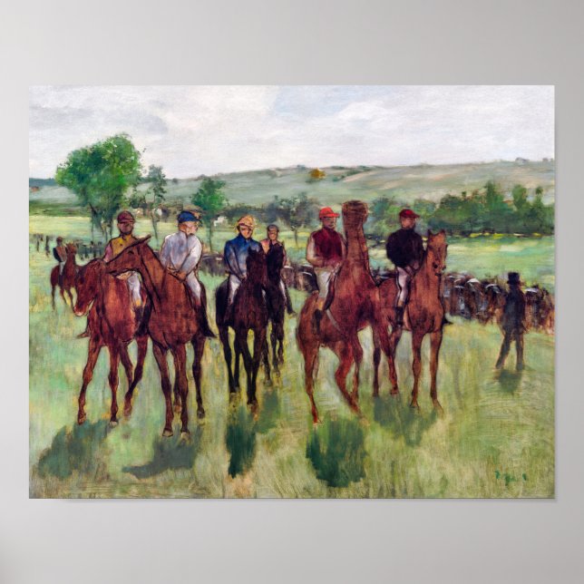 Jockeys and Race Horses, Edgar Degas Poster (Front)